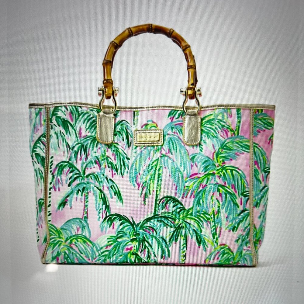 Lilly Pulitzer NWOT Greydon Canvas Tote Pink Blossom